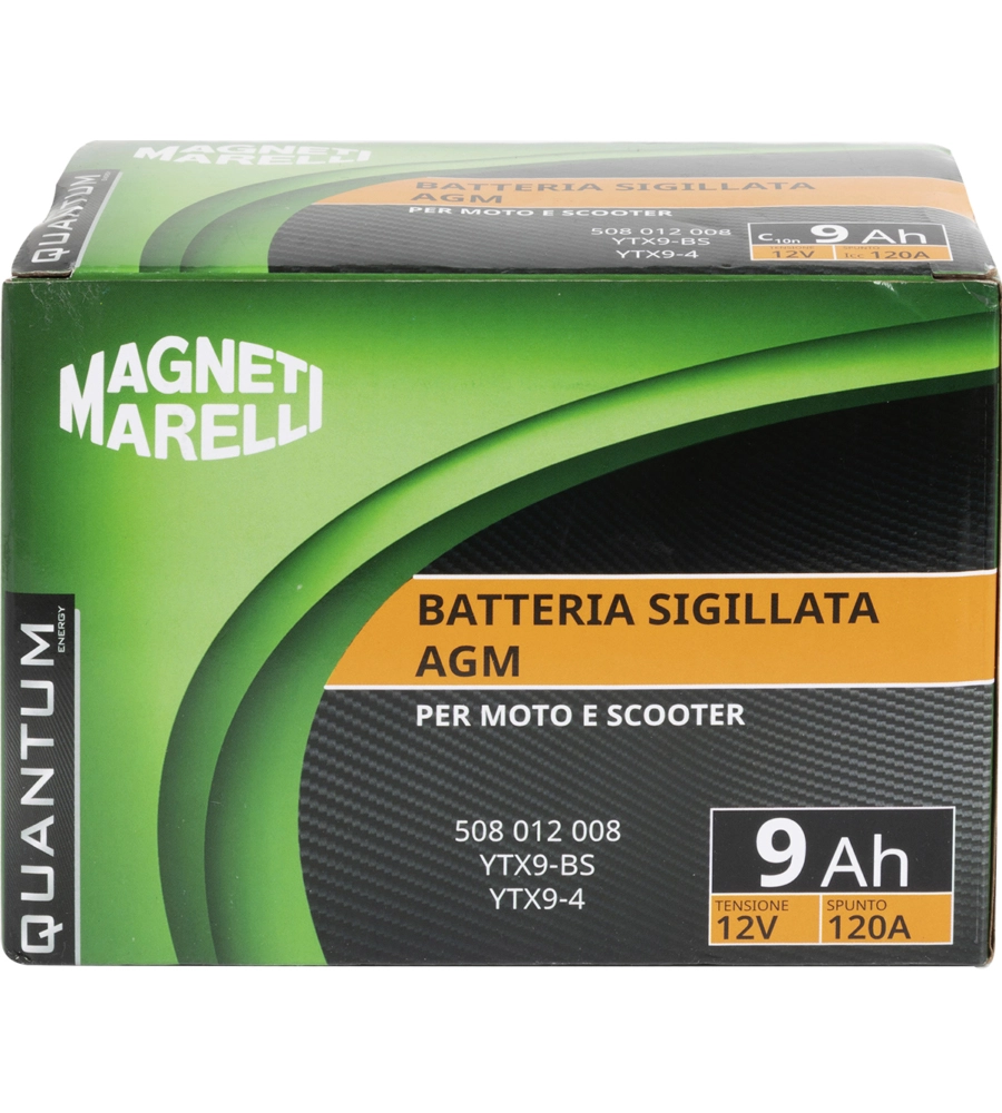 MAGNETI MARELLI BATTERIA MOTO E SCOOTER 9AH 12V 120A TECNOLOGIA AGM SIGILLATA POLO POSITIVO SINISTRO